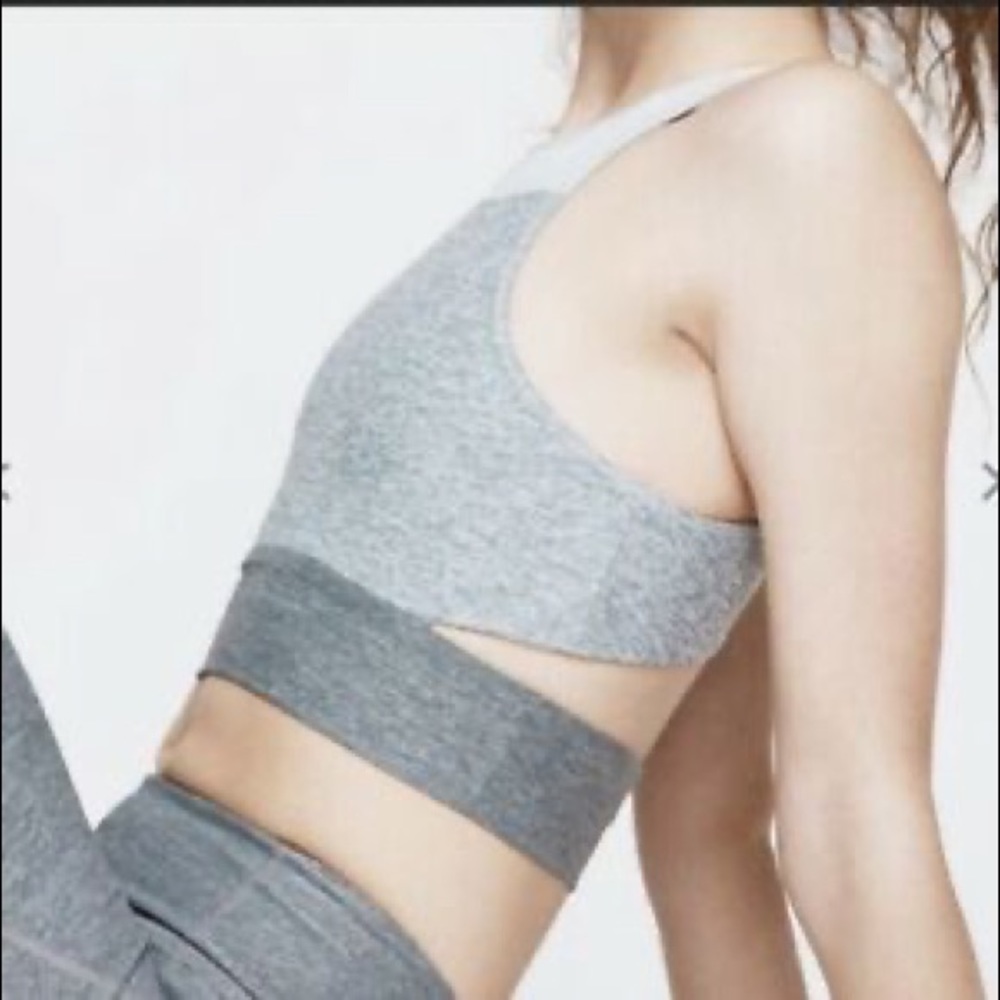 Outdoor Voices slashback crop in tri-tone grey